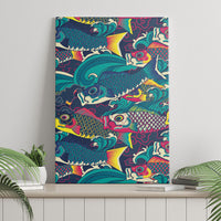 Japan Koinobori Canvas Wall Art Japanese Koi Flag Waves Pattern