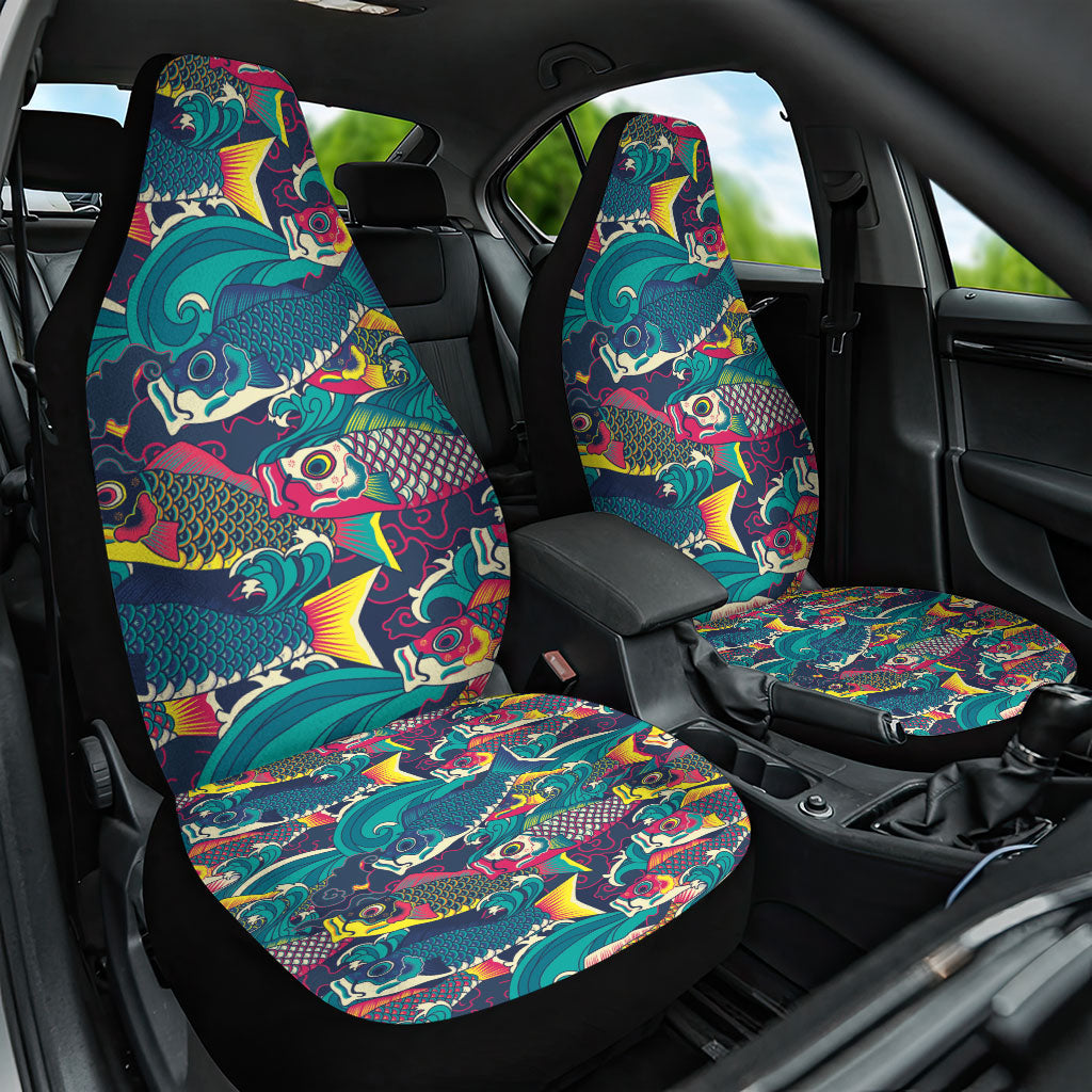 Japan Koinobori Car Seat Cover Japanese Koi Flag Waves Pattern