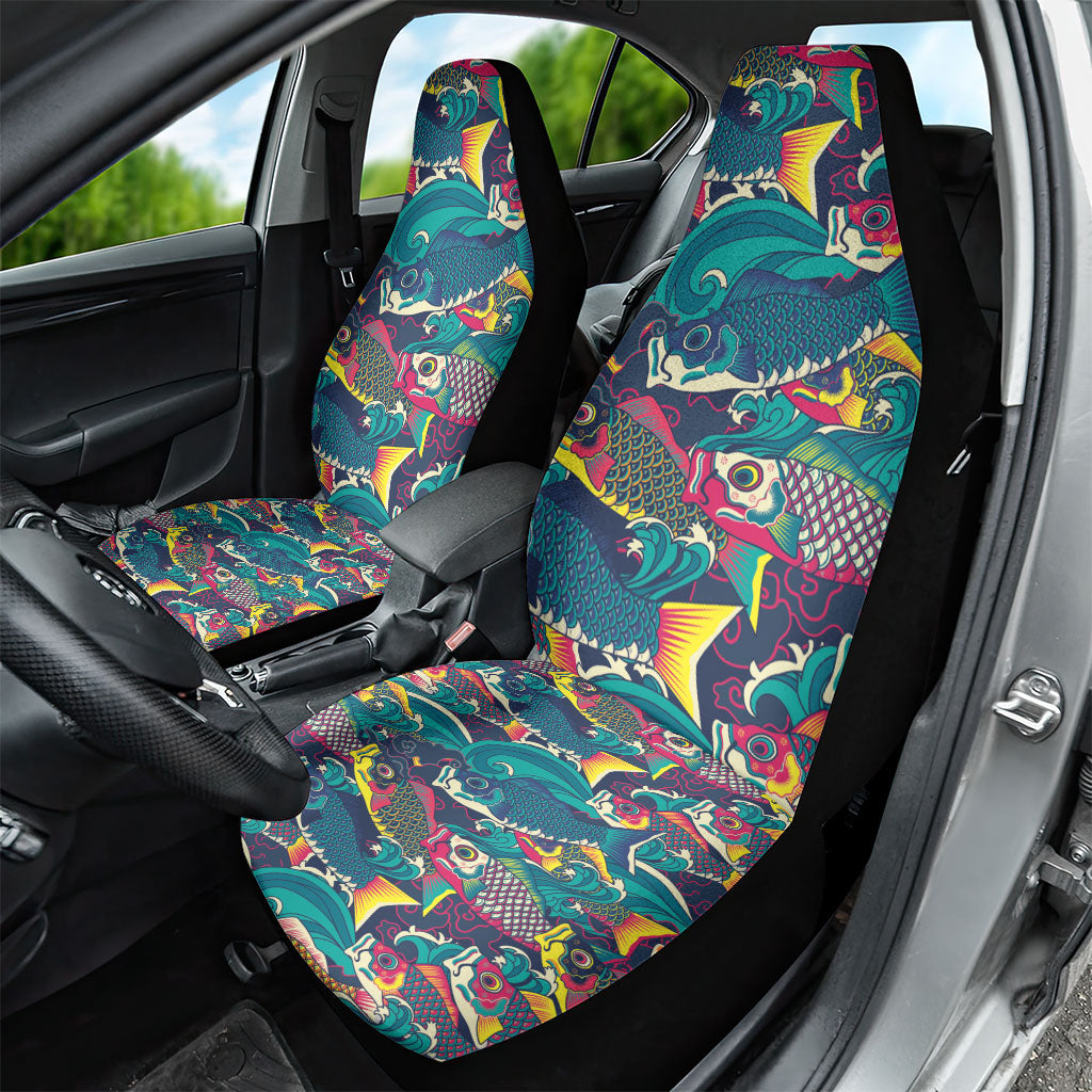 Japan Koinobori Car Seat Cover Japanese Koi Flag Waves Pattern