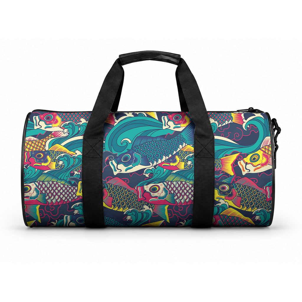 Japan Koinobori Duffle Bag Japanese Koi Flag Waves Pattern