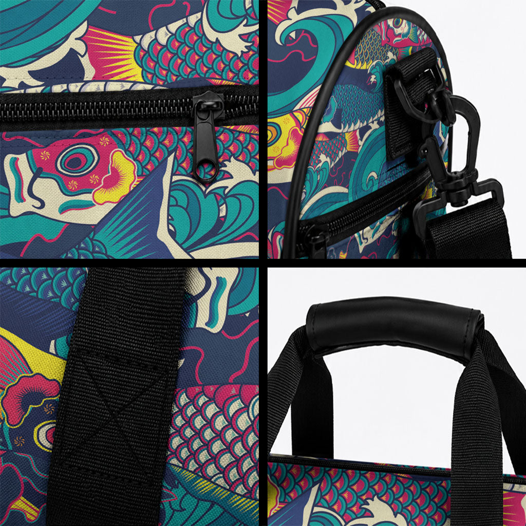 Japan Koinobori Duffle Bag Japanese Koi Flag Waves Pattern
