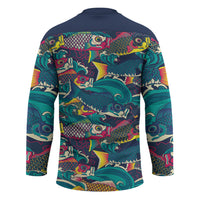Japan Koinobori Hockey Jersey Japanese Koi Flag Waves Pattern