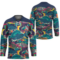 Japan Koinobori Hockey Jersey Japanese Koi Flag Waves Pattern