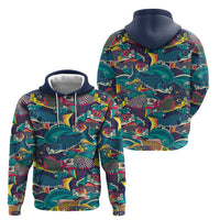 Japan Koinobori Hoodie Japanese Koi Flag Waves Pattern
