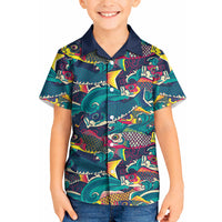 Japan Koinobori Kid Hawaiian Shirt Japanese Koi Flag Waves Pattern