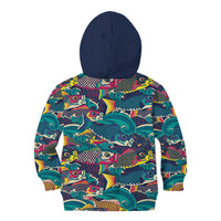 Japan Koinobori Kid Hoodie Japanese Koi Flag Waves Pattern