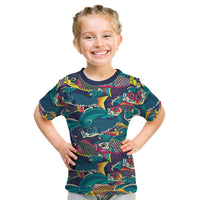 Japan Koinobori Kid T Shirt Japanese Koi Flag Waves Pattern