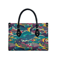 Japan Koinobori Leather Bag Japanese Koi Flag Waves Pattern
