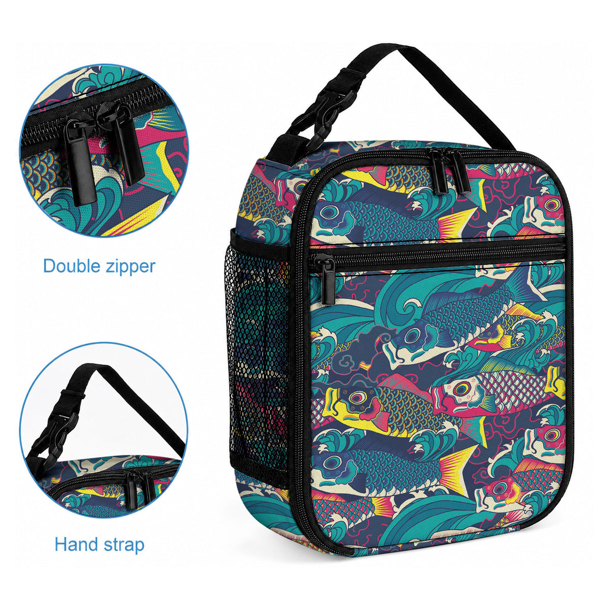 Japan Koinobori Lunch Bag Japanese Koi Flag Waves Pattern
