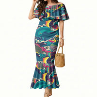 Japan Koinobori Mermaid Dress Japanese Koi Flag Waves Pattern