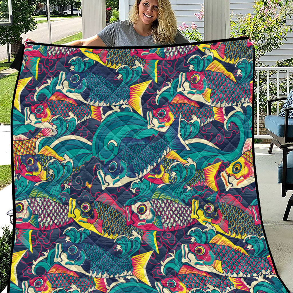 Japan Koinobori Quilt Japanese Koi Flag Waves Pattern