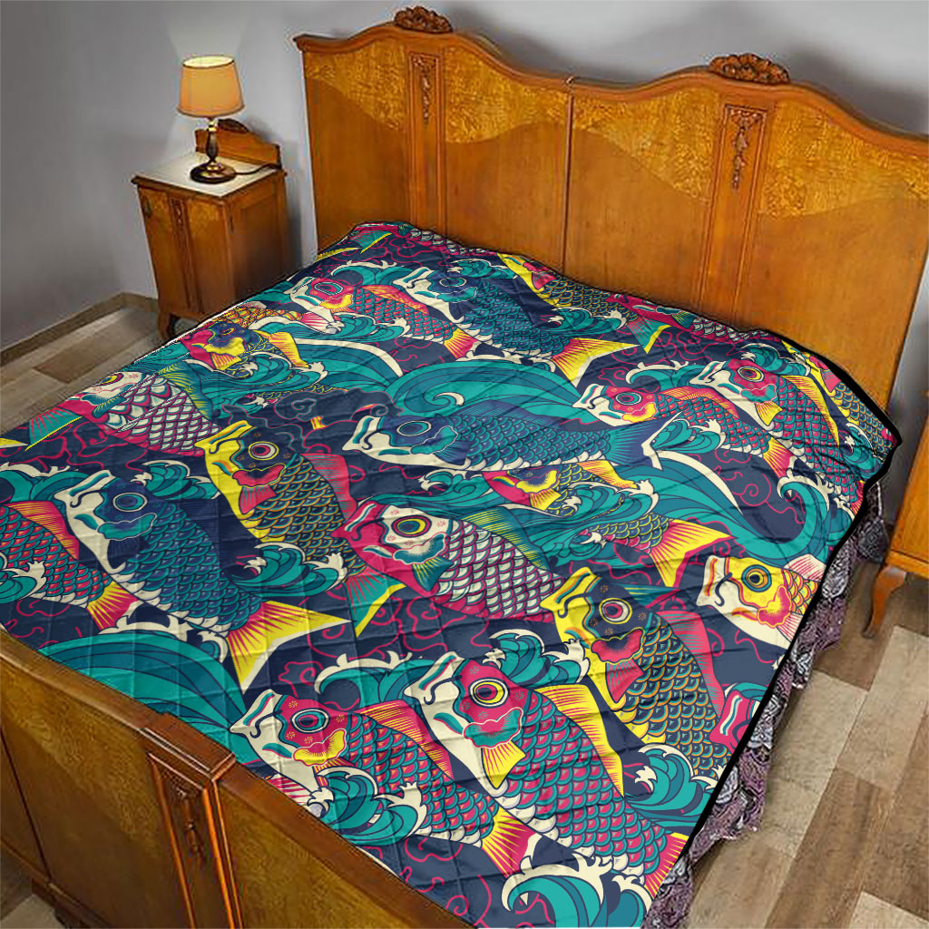 Japan Koinobori Quilt Japanese Koi Flag Waves Pattern