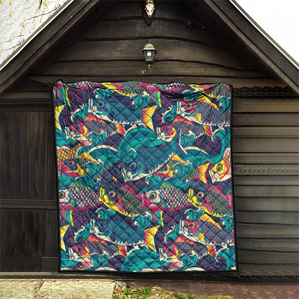 Japan Koinobori Quilt Japanese Koi Flag Waves Pattern