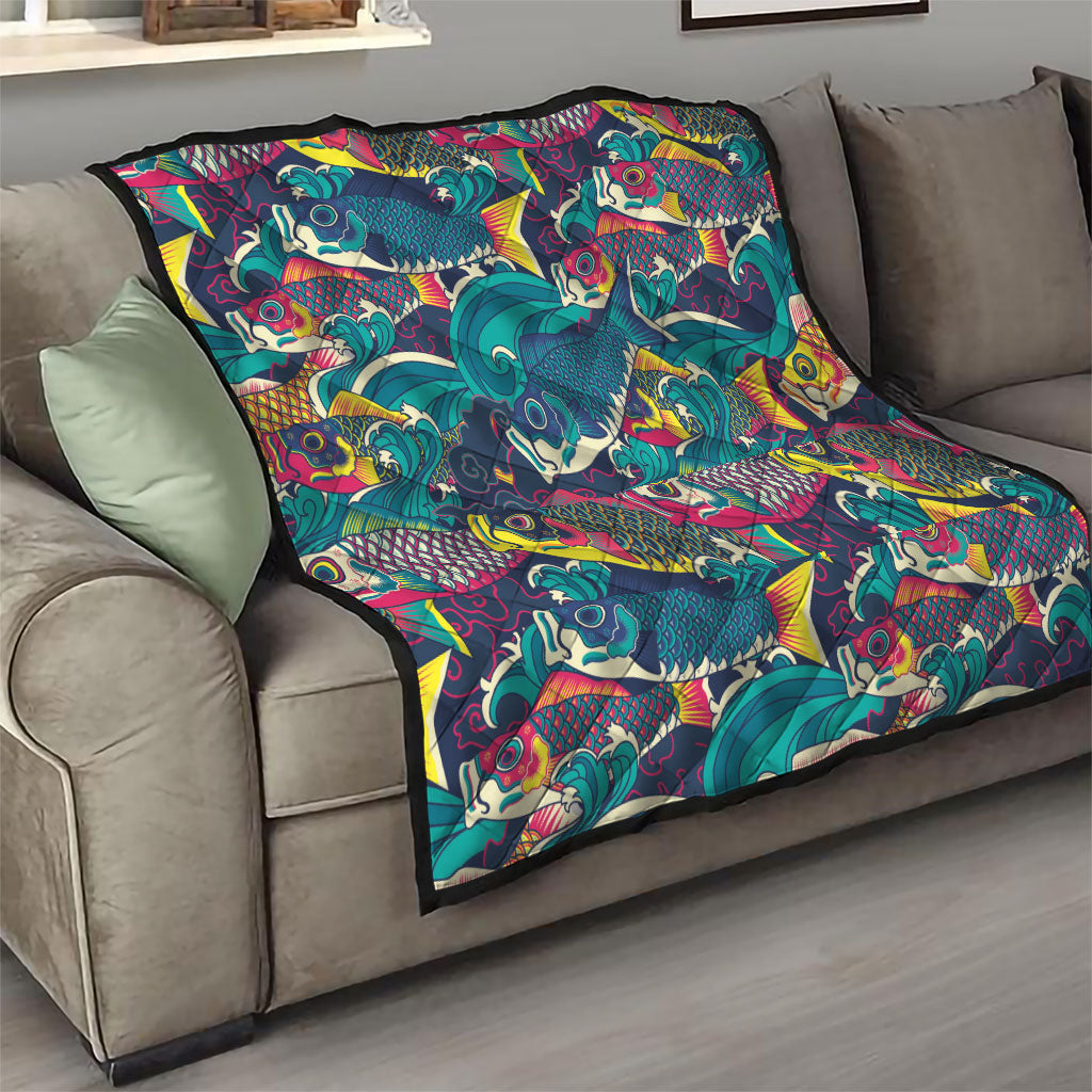 Japan Koinobori Quilt Japanese Koi Flag Waves Pattern