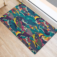 Japan Koinobori Rubber Doormat Japanese Koi Flag Waves Pattern