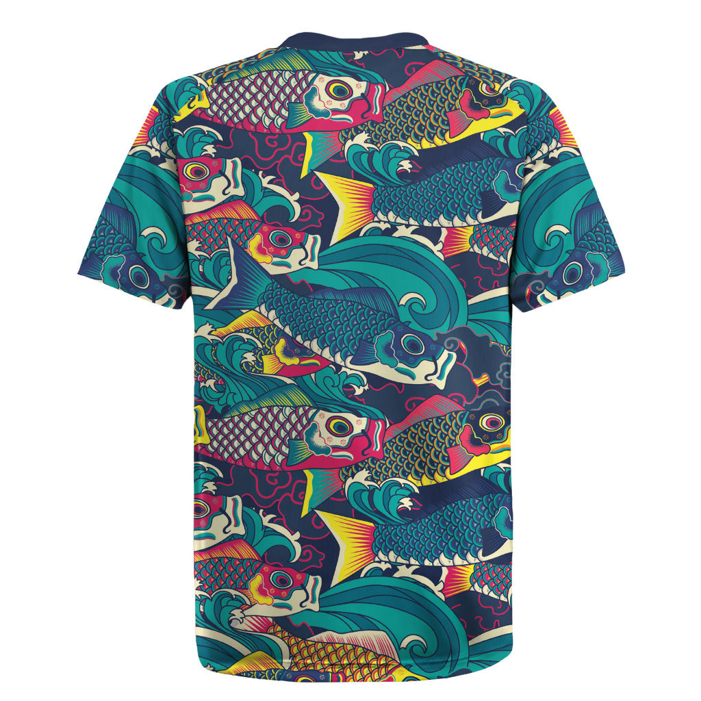 Japan Koinobori Rugby Jersey Japanese Koi Flag Waves Pattern