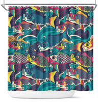 Japan Koinobori Shower Curtain Japanese Koi Flag Waves Pattern