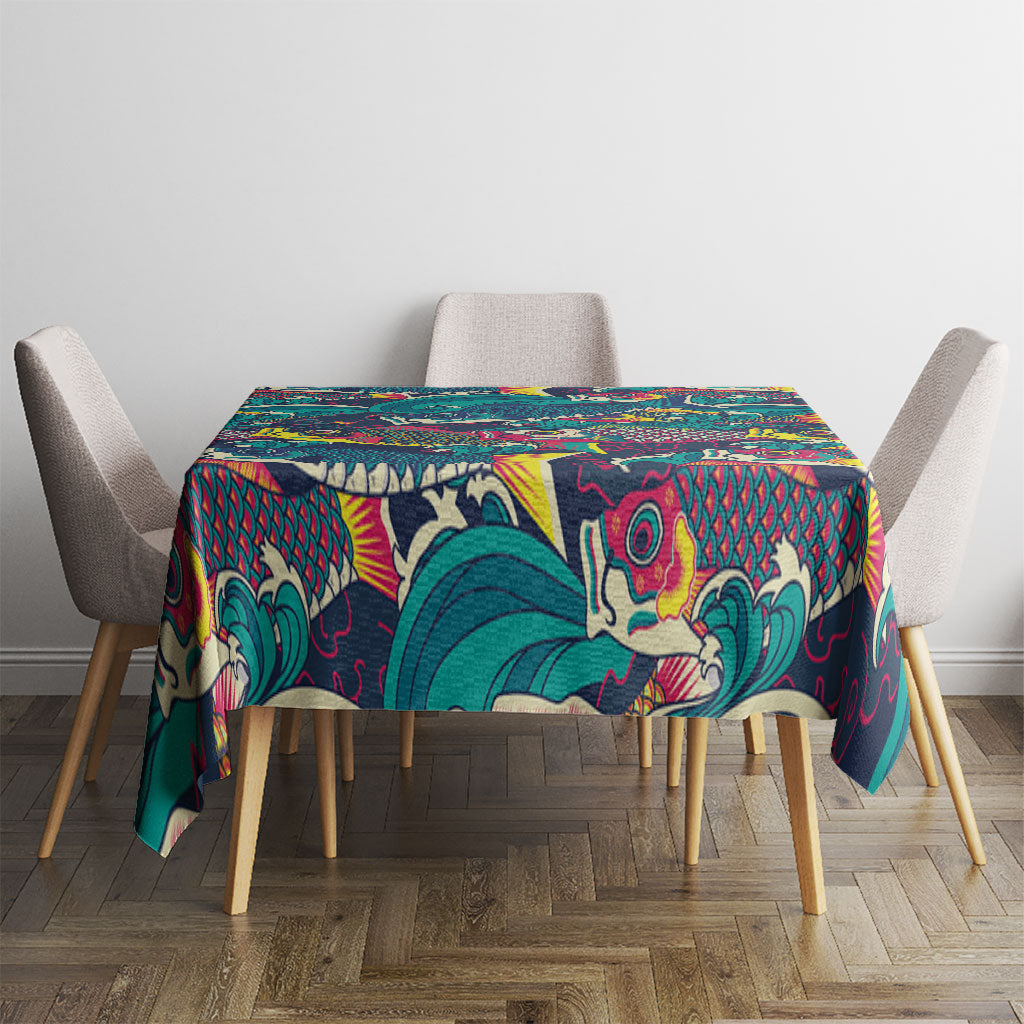 Japan Koinobori Tablecloth Japanese Koi Flag Waves Pattern