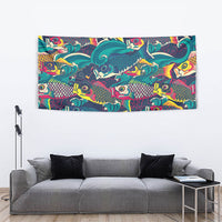 Japan Koinobori Tapestry Japanese Koi Flag Waves Pattern