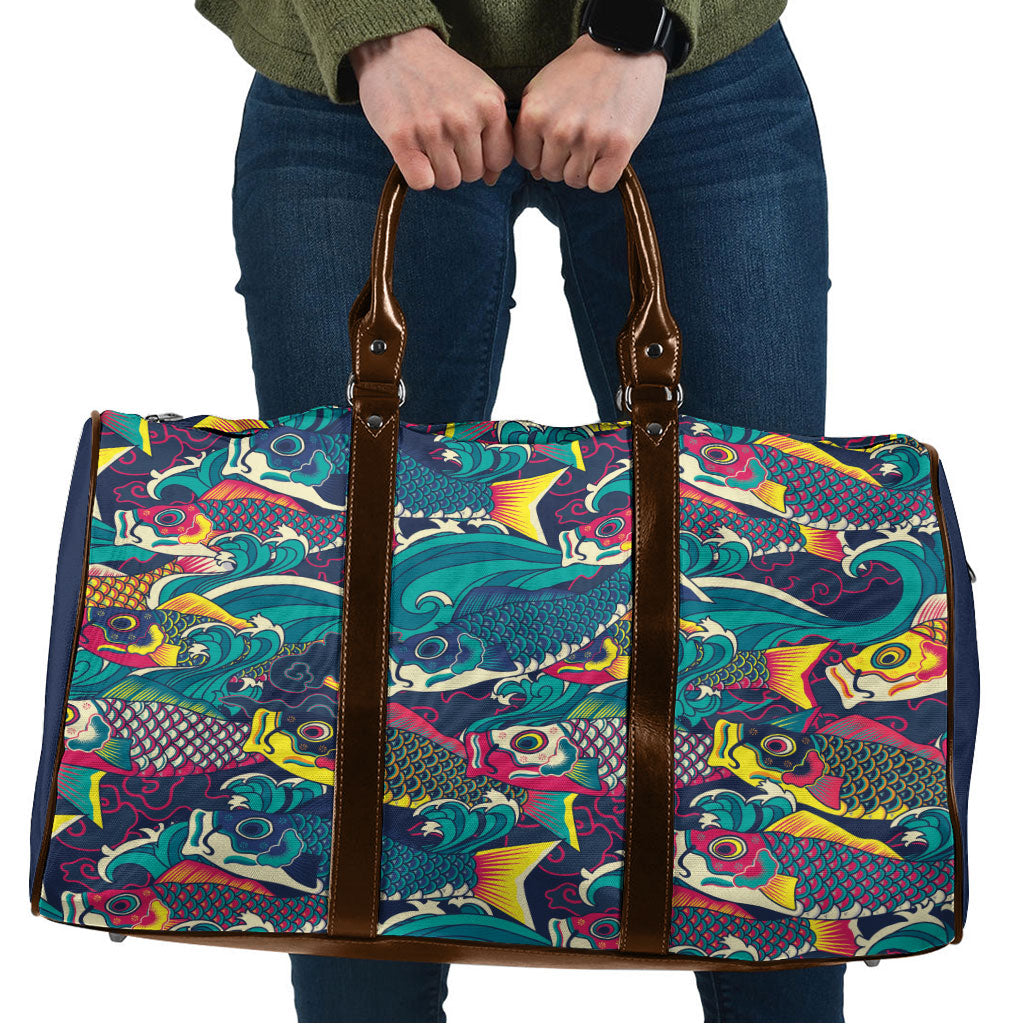 Japan Koinobori Travel Bag Japanese Koi Flag Waves Pattern