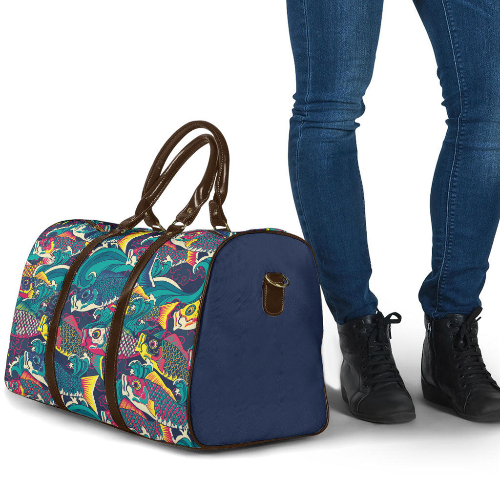 Japan Koinobori Travel Bag Japanese Koi Flag Waves Pattern