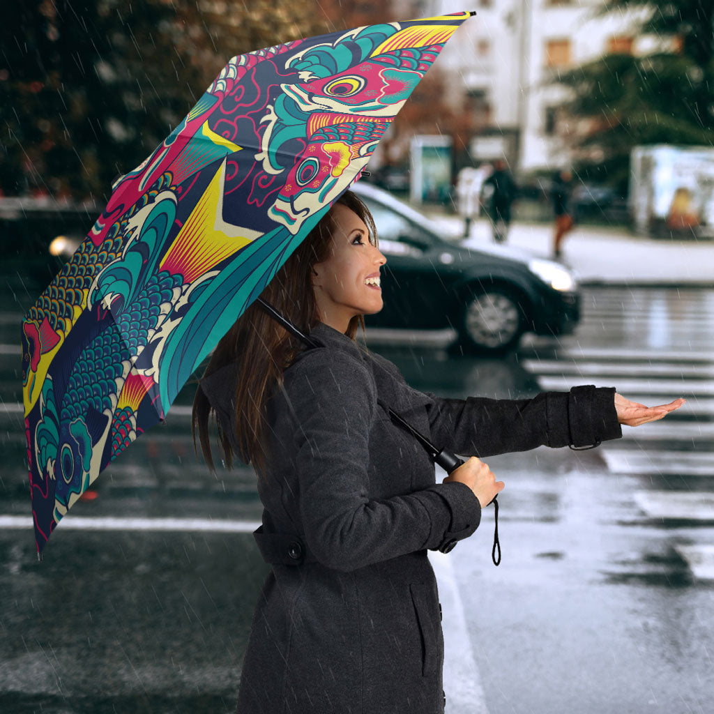 Japan Koinobori Umbrella Japanese Koi Flag Waves Pattern