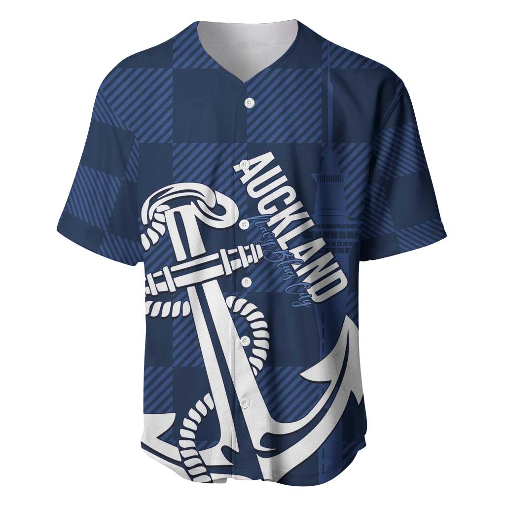 New Zealand Auckland Football Custom Baseball Jersey Navy Blue City Anchor Sky Tower Symbol - Polynesian Pride
