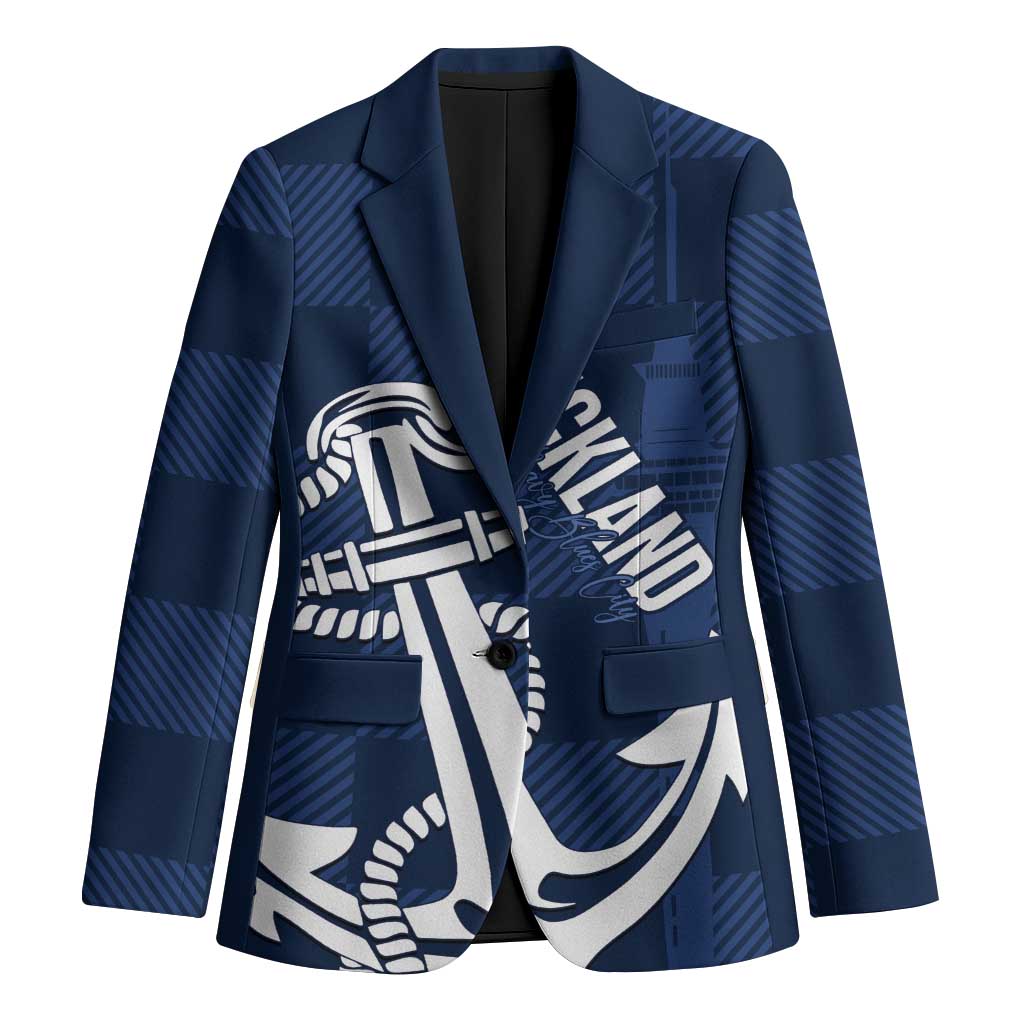 New Zealand Auckland Football Custom Blazer Navy Blue City Anchor Sky Tower Symbol LT14 Unisex Navy Blue - Polynesian Pride