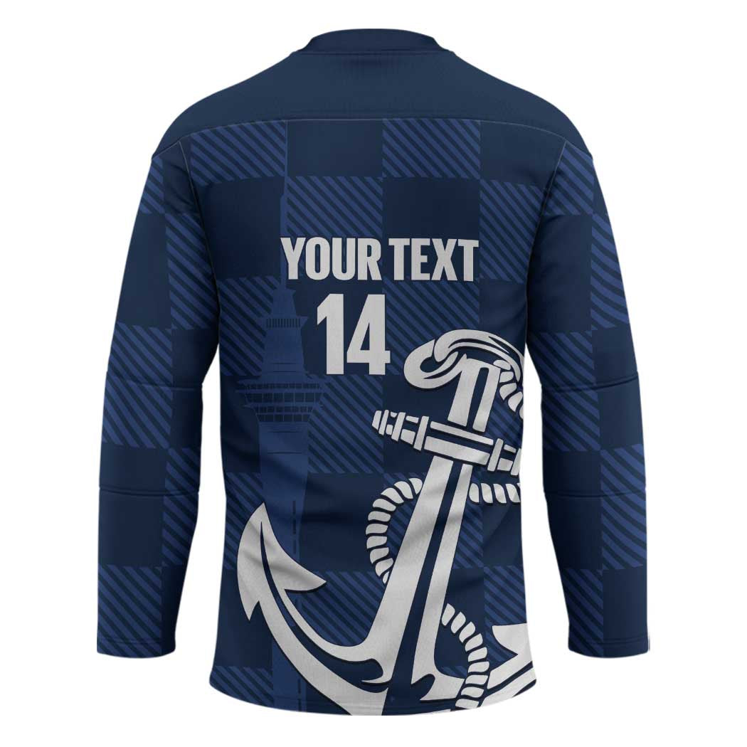 New Zealand Auckland Football Custom Hockey Jersey Navy Blue City Anchor Sky Tower Symbol - Polynesian Pride