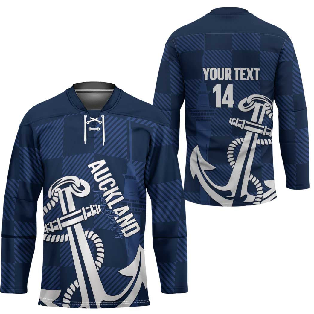 New Zealand Auckland Football Custom Hockey Jersey Navy Blue City Anchor Sky Tower Symbol - Polynesian Pride