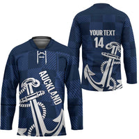New Zealand Auckland Football Custom Hockey Jersey Navy Blue City Anchor Sky Tower Symbol - Polynesian Pride