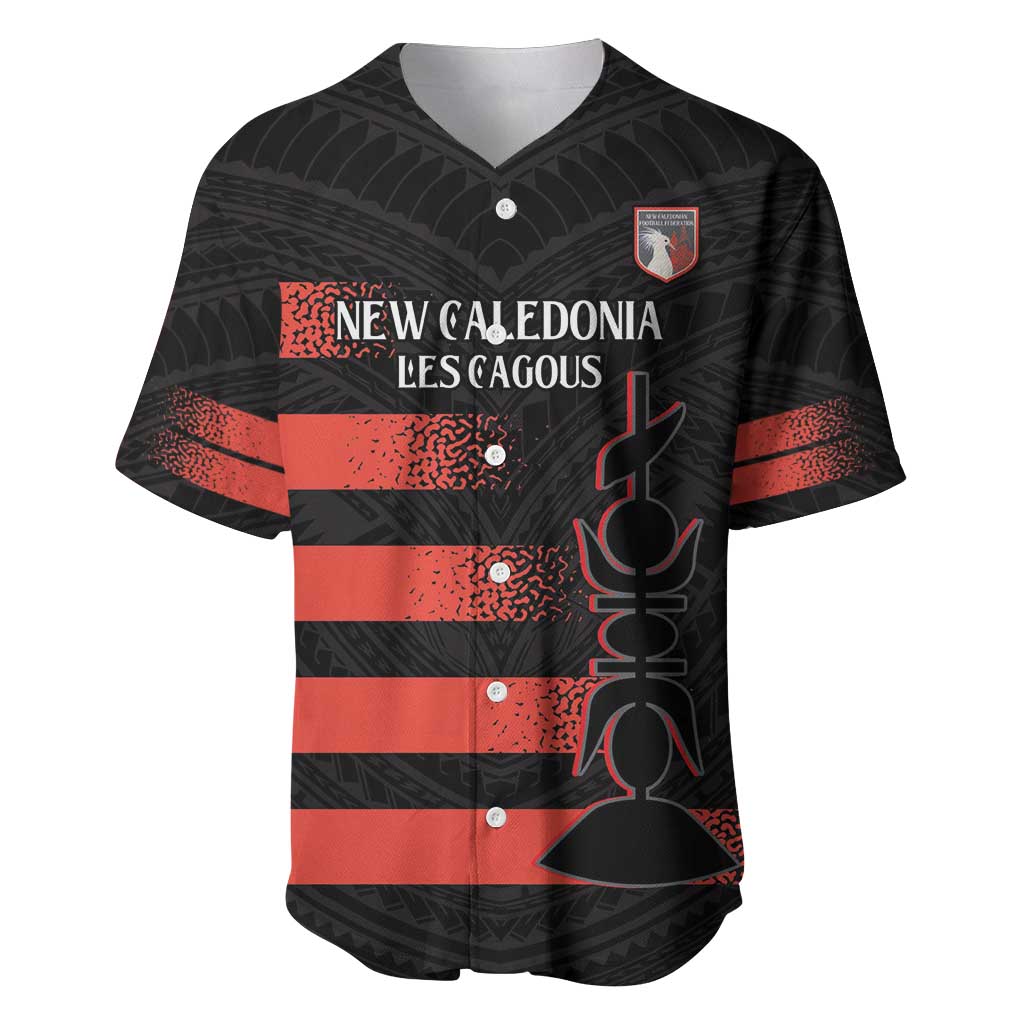 Custom New Caledonia Football Baseball Jersey Allez Les Cagous Polynesian Pattern LT14 Black - Polynesian Pride
