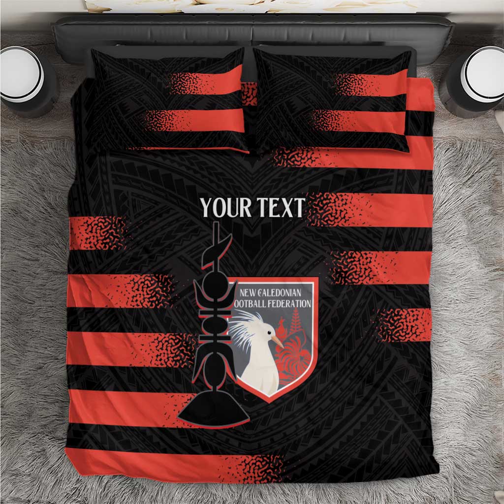 Custom New Caledonia Football Bedding Set Allez Les Cagous Polynesian Pattern LT14 Black - Polynesian Pride