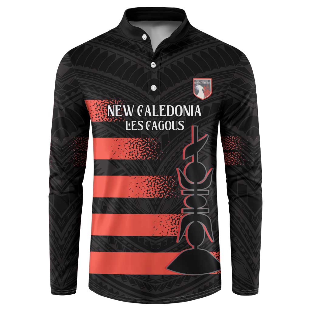 Custom New Caledonia Football Button Sweatshirt Allez Les Cagous Polynesian Pattern LT14 Black - Polynesian Pride
