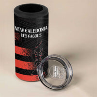 Custom New Caledonia Football 4 in 1 Can Cooler Tumbler Allez Les Cagous Polynesian Pattern LT14 - Polynesian Pride