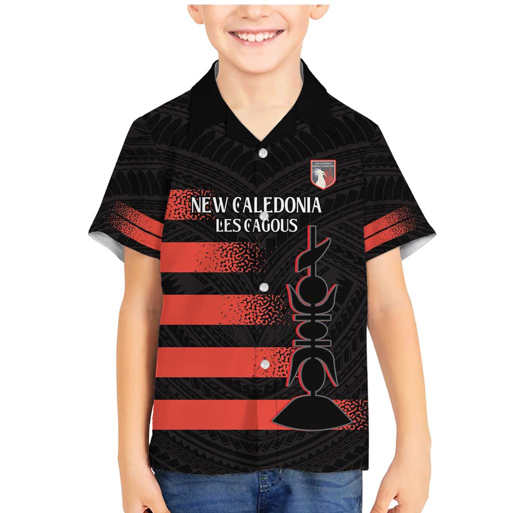 Custom New Caledonia Football Family Matching Mermaid Dress and Hawaiian Shirt Allez Les Cagous Polynesian Pattern LT14 Son's Shirt Black - Polynesian Pride