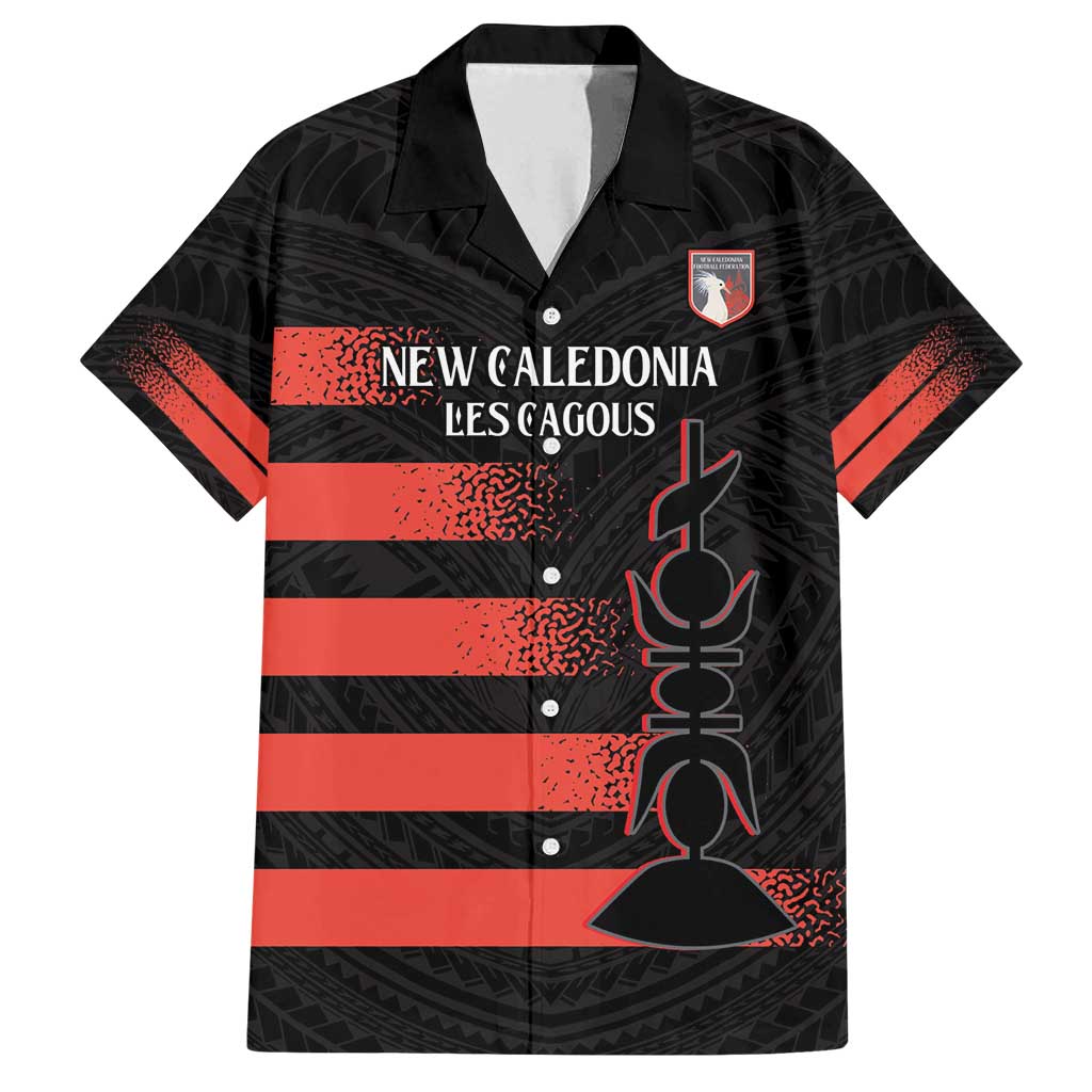 Custom New Caledonia Football Family Matching Off Shoulder Maxi Dress and Hawaiian Shirt Allez Les Cagous Polynesian Pattern LT14 Dad's Shirt - Short Sleeve Black - Polynesian Pride