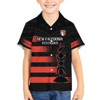 Custom New Caledonia Football Family Matching Off Shoulder Maxi Dress and Hawaiian Shirt Allez Les Cagous Polynesian Pattern LT14 Son's Shirt Black - Polynesian Pride