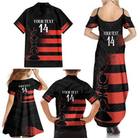 Custom New Caledonia Football Family Matching Summer Maxi Dress and Hawaiian Shirt Allez Les Cagous Polynesian Pattern
