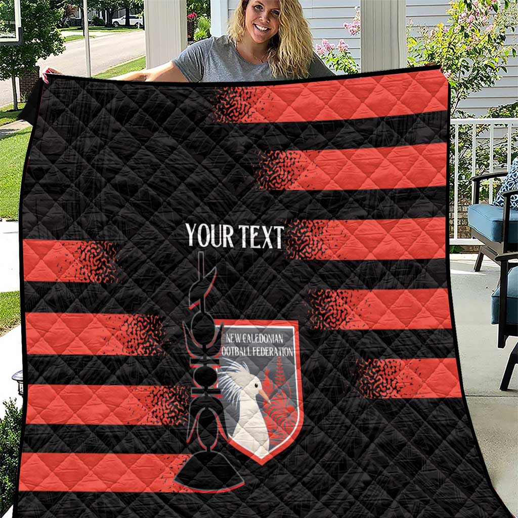 Custom New Caledonia Football Quilt Allez Les Cagous Polynesian Pattern LT14 Black - Polynesian Pride