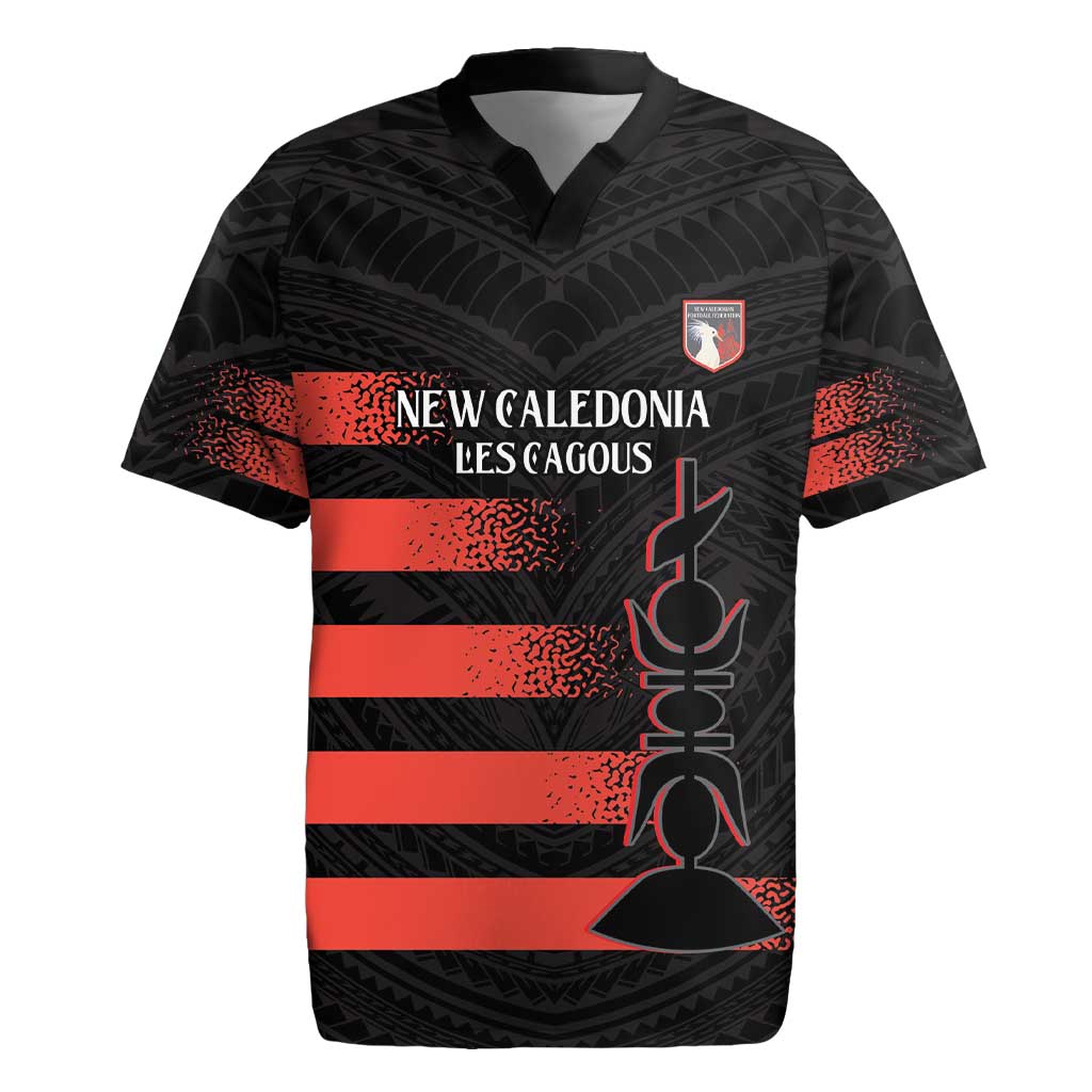 Custom New Caledonia Football Rugby Jersey Allez Les Cagous Polynesian Pattern LT14 Black - Polynesian Pride