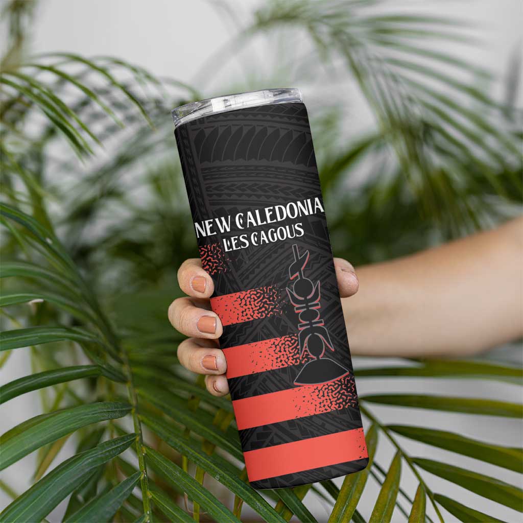 Custom New Caledonia Football Skinny Tumbler Allez Les Cagous Polynesian Pattern LT14 - Polynesian Pride