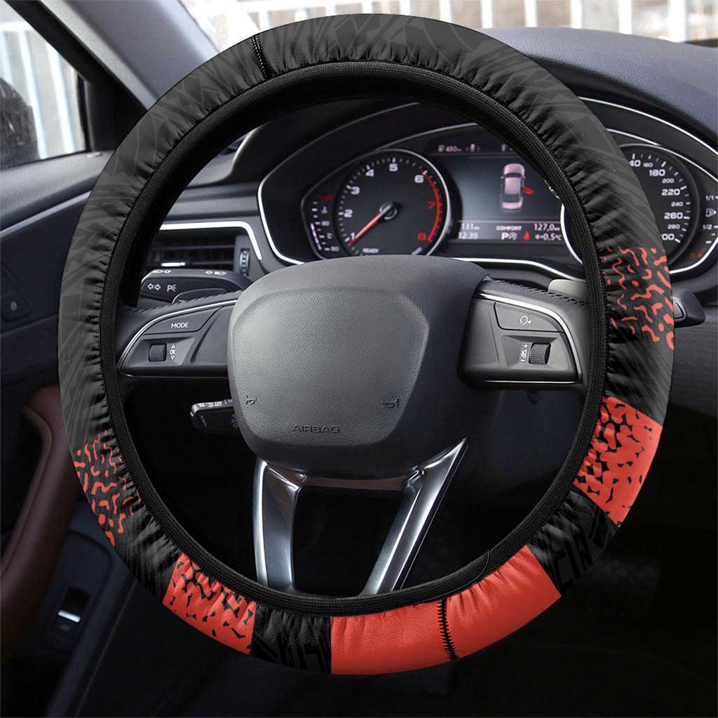 New Caledonia Football Steering Wheel Cover Allez Les Cagous Polynesian Pattern