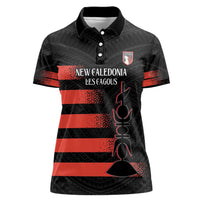 Custom New Caledonia Football Women Polo Shirt Allez Les Cagous Polynesian Pattern LT14 Female Black - Polynesian Pride