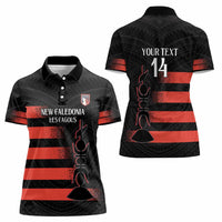 Custom New Caledonia Football Women Polo Shirt Allez Les Cagous Polynesian Pattern LT14 - Polynesian Pride