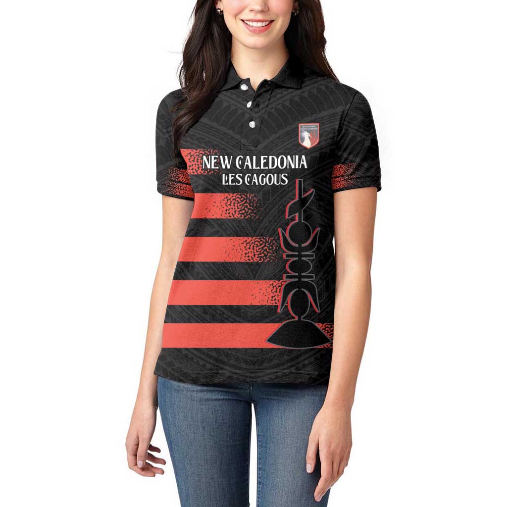 Custom New Caledonia Football Women Polo Shirt Allez Les Cagous Polynesian Pattern LT14 - Polynesian Pride