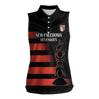 Custom New Caledonia Football Women Sleeveless Polo Shirt Allez Les Cagous Polynesian Pattern LT14 Female Black - Polynesian Pride
