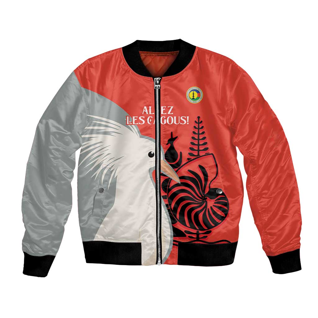 Custom Nouvelle-Caledonie Football Bomber Jacket Allez Les Cagous Simple Style LT14 Unisex Red - Polynesian Pride