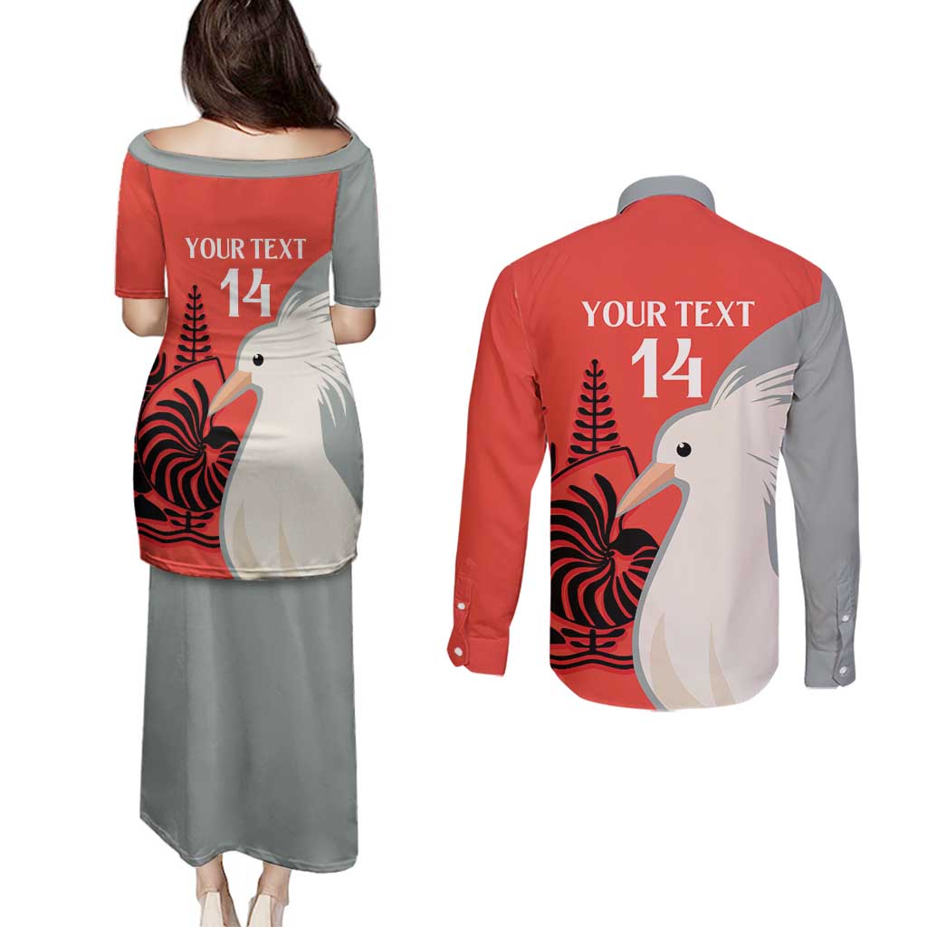 Custom Nouvelle-Caledonie Football Couples Matching Puletasi and Long Sleeve Button Shirt Allez Les Cagous Simple Style LT14 - Polynesian Pride