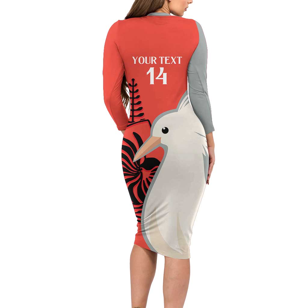 Custom Nouvelle-Caledonie Football Family Matching Long Sleeve Bodycon Dress and Hawaiian Shirt Allez Les Cagous Simple Style LT14 - Polynesian Pride